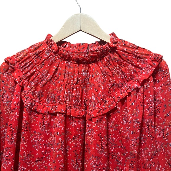 Fate High neck floral smocked balloon sleeve blouse - Picture 4 of 12